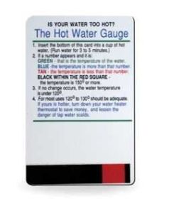 Hot water gauge card reads the temperature of the hot water being produced to determine if hot water heater can be turned down to save energy