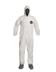 DuPont™ X-Large coveralls with hood, boot cover, elastic wrists, 24 pack. X-Large disposable coveralls.