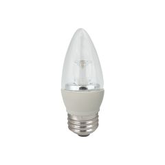 Energy efficient decorative candle bulb with standard base for lamps, fixtures. LED candle bulb that uses less energy.
