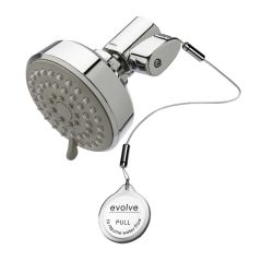 Evolve multi-function showerhead with shower start TSV effortlessly saves water and energy.