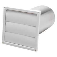 6-inch white plastic wall louver. White plastic outdoor wall mounted vent cover